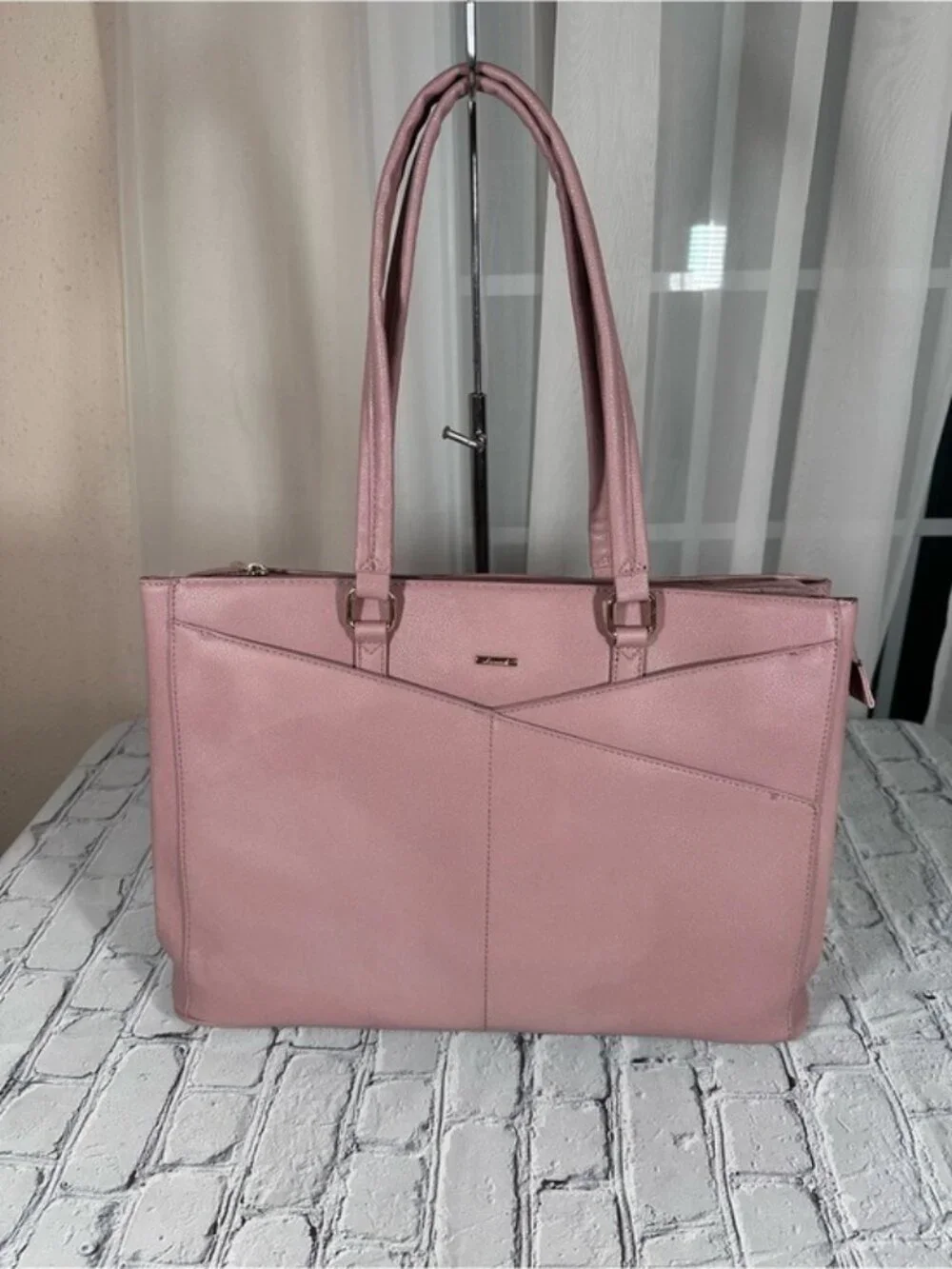 LOVEVOOK Laptop Tote Bag for Women 15.6 Inch Waterproof Leather Briefcase Mauve